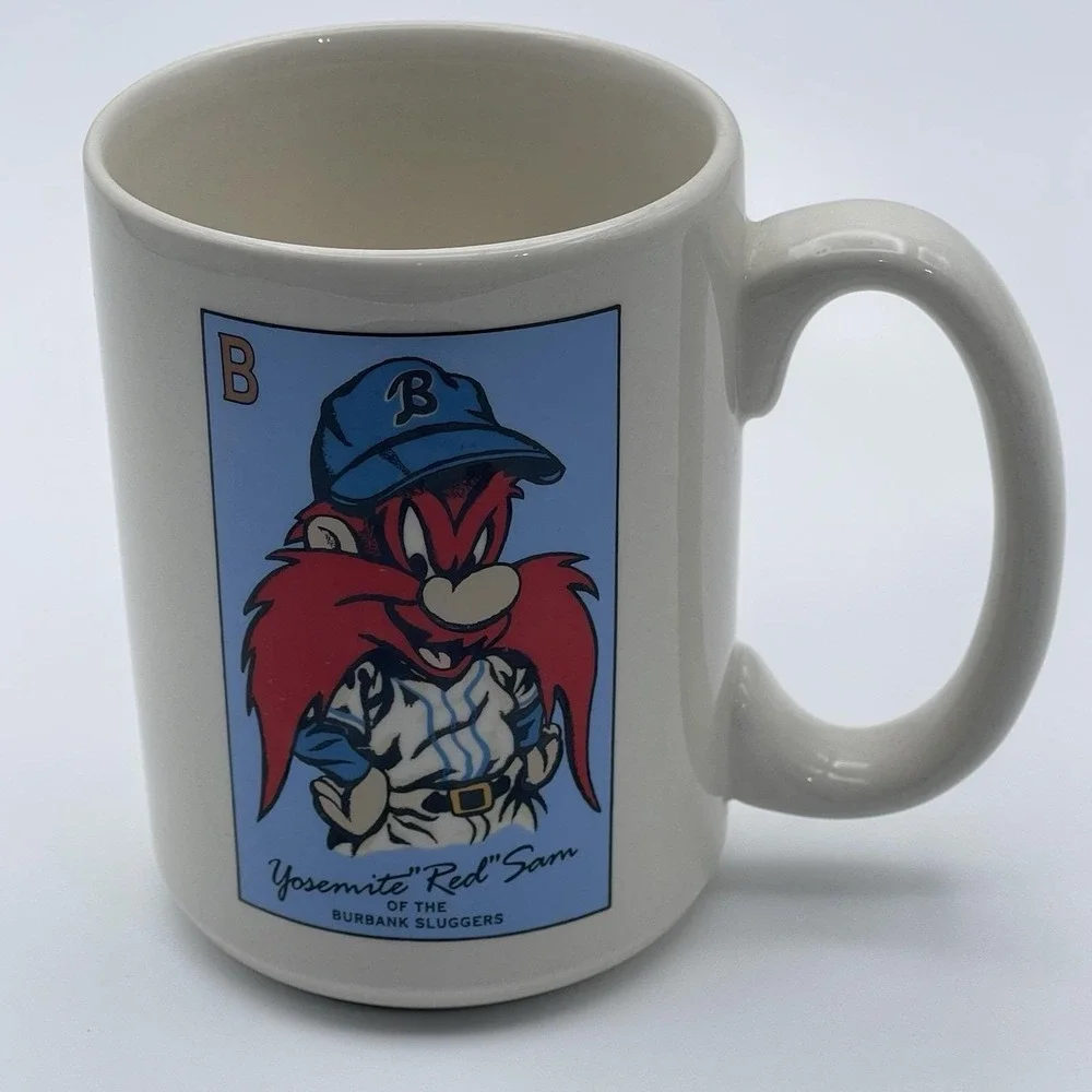 1993 Warner Bros Yosemite Sam Burbank Sluggers Baseball Mug Looney Tunes